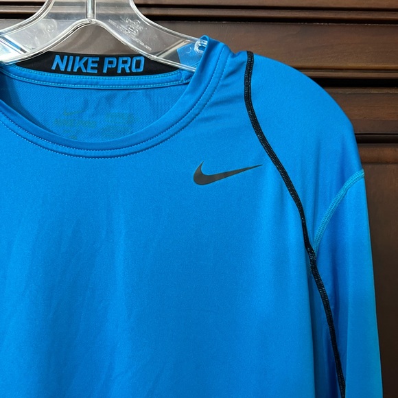 Nike Pro Men’s Blue Fitted Activewear Long Sleeves Shirt Size L Dri-Fit - Picture 5 of 8